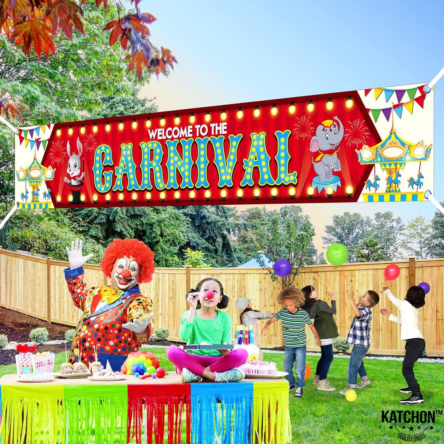 KatchOn, XtraLarge Welcome To The Carnival Banner - 120x20 Inch | Carnival Theme Party Decorations | Circus Theme Party Decorations | Carnival Decorations for Event Outdoor | Circus Party Decorations