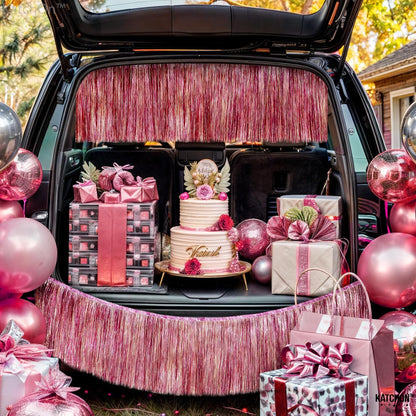 KatchOn, XtraLarge Pink Fringe Banner - 6.5 Ft ,Pack of 2 | Fringe Garland, Pink Streamers for Birthday,Gender Reveal, Bachelorette Party Decorations | Flamingo Party Decorations