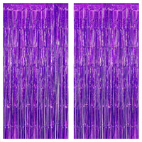 KatchOn, Xtralarge Metallic Foil Purple Streamers - 3.2x8 Ft. Pack of 2 | Fringe Backdrop For Halloween Decorations Indoor | Purple Baby Shower, Birthday Decoration | Unicorn, Mermaid Party Decoration