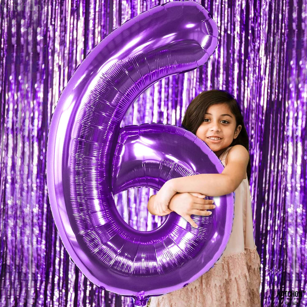 KatchOn, Giant Purple 6 Balloon Number - 40 Inch | Purple 6 Balloons for Birthday Girl | Purple Number 6 Balloon, Mermaid Birthday Decorations | Six Balloon for Unicorn Birthday Decorations for Girls