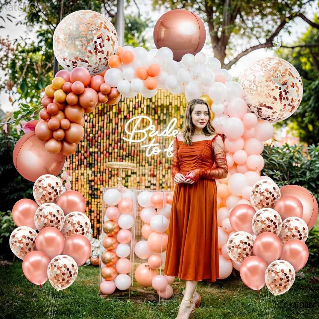KatchOn, Huge Rose Gold Balloons With Confetti - 36 Inch, Pack of 21 | Rose Gold Confetti Balloons For Weddings | Engagement Party Decorations | Rose Gold Birthday Balloons | Bachelorette Party |