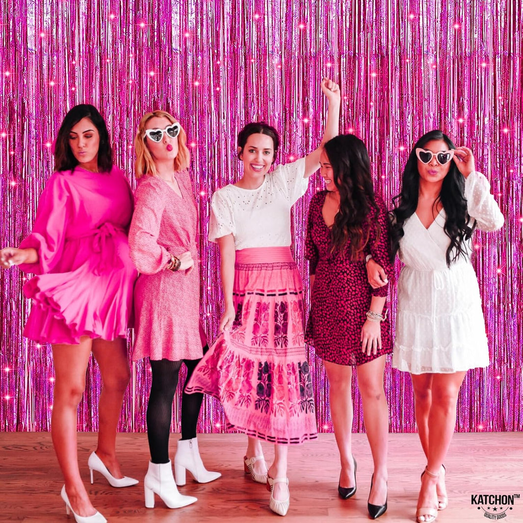 KatchOn, Sage Green Foil Fringe Curtain - 3.2x8 Feet, 2 Pcs | Sage Green Party Decoration supplies for Jungle Party Decorations | Wild One Birthday Decorations | Camp Bachelorette Decorations