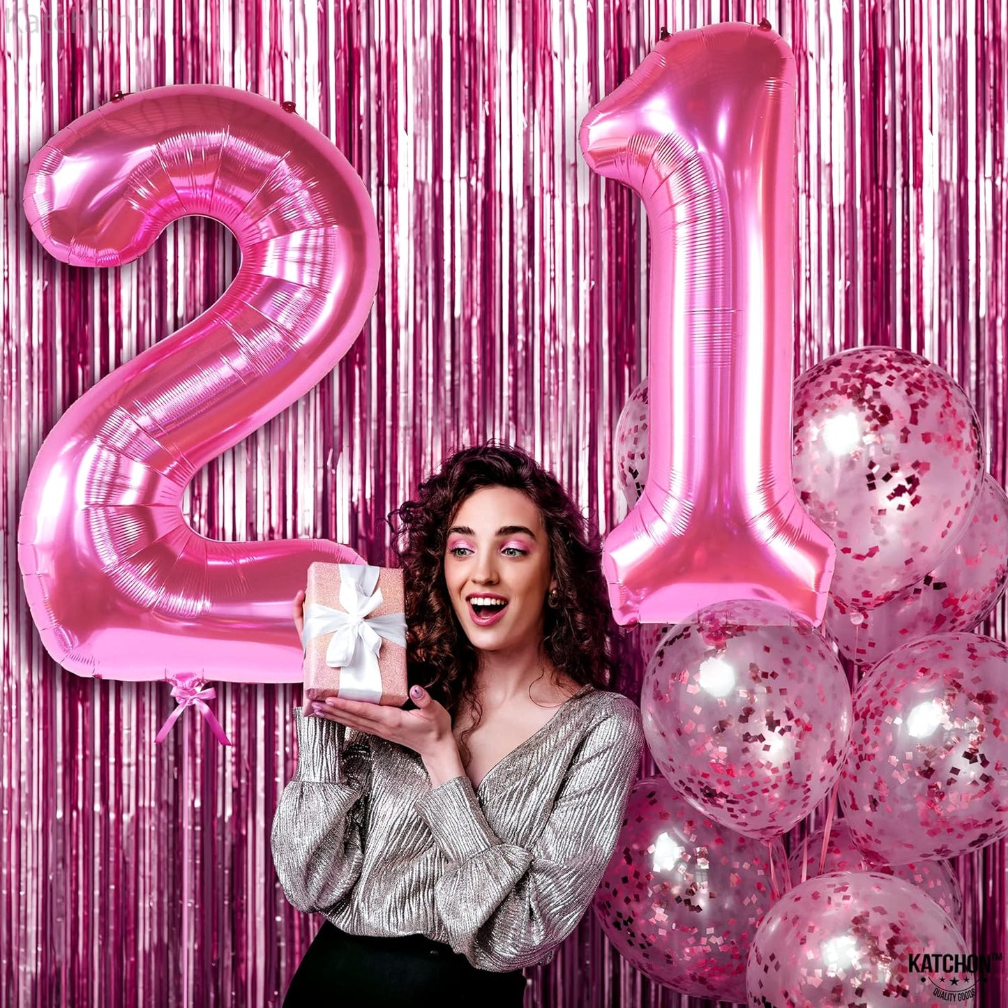 KatchOn, Hot Pink 21 Balloon Number - 40 Inch | Pink 21st Birthday Balloons for Her | 21st Birthday Decorations For Her Pink| 21st Birthday Pink, Hot Pink 21 Balloons | Pink 21st Birthday Decorations