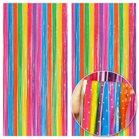 KatchOn, Sparkling Rainbow Fringe Curtain - 3.2x8 Feet, Pack of 2 | Easter Foil Fringe Curtains for Rainbow Party Decorations | Rainbows Backdrop | Party Streamers for Easter Decorations for Home