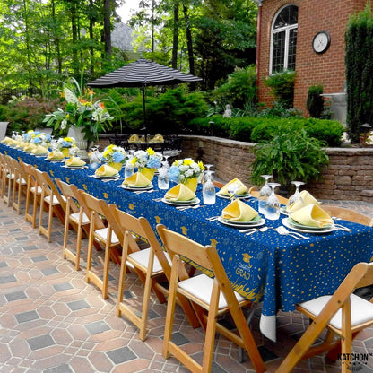 KatchOn Blue and Yellow Tablecloth - 108x54 Inch, Pack of 3 | Blue and Yellow Graduation Decorations, Congrats Grad Tablecloth for Graduation Decorations 2026 | 2026 Graduation Decoration