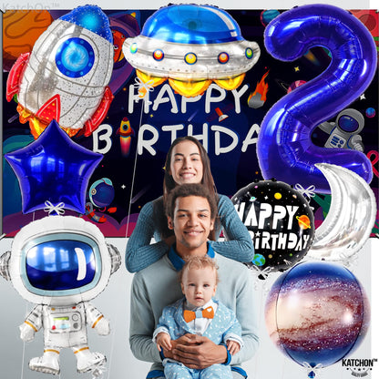 Huge, 2nd Two The Moon Balloons - 40 Inch | Two The Moon Birthday Decorations boy | Galaxy Birthday Party Decorations | Galaxy Balloons, Outer Space Birthday Decorations | Space Themed Party Supplies