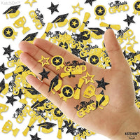 Graduation Decorations 2026 | Glitter, Black and Gold Graduation Confetti - Pack of 300 | Congrats Grad Confetti, Class of 2026 | Grad Hat, Star Confetti for Police Grad Decorations, KatchOn