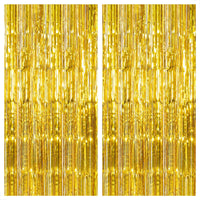 KatchOn, Gold Backdrop Curtain - 2 Pcs | Foil Fringe Curtain for 50th Birthday Decorations | Gold Streamers for New Years, Casino, Bachelorette, 50th Anniversary Decorations