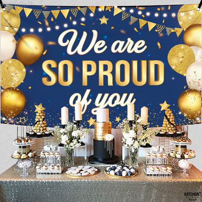 KatchOn, Blue We Are So Proud of You Banner - XtraLarge, 72x44 Inch | Congratulations Banner, Congratulations Decorations | Graduation Backdrop 2024, Graduation Decorations Class of 2024 Blue and Gold