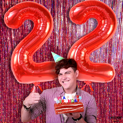 KatchOn, Red 22 Balloon Number - 40 Inch | 22 Number Balloons | Birthday Decorations for Women, Men | 22nd Happy Anniversary Decorations | Red Birthday Decor