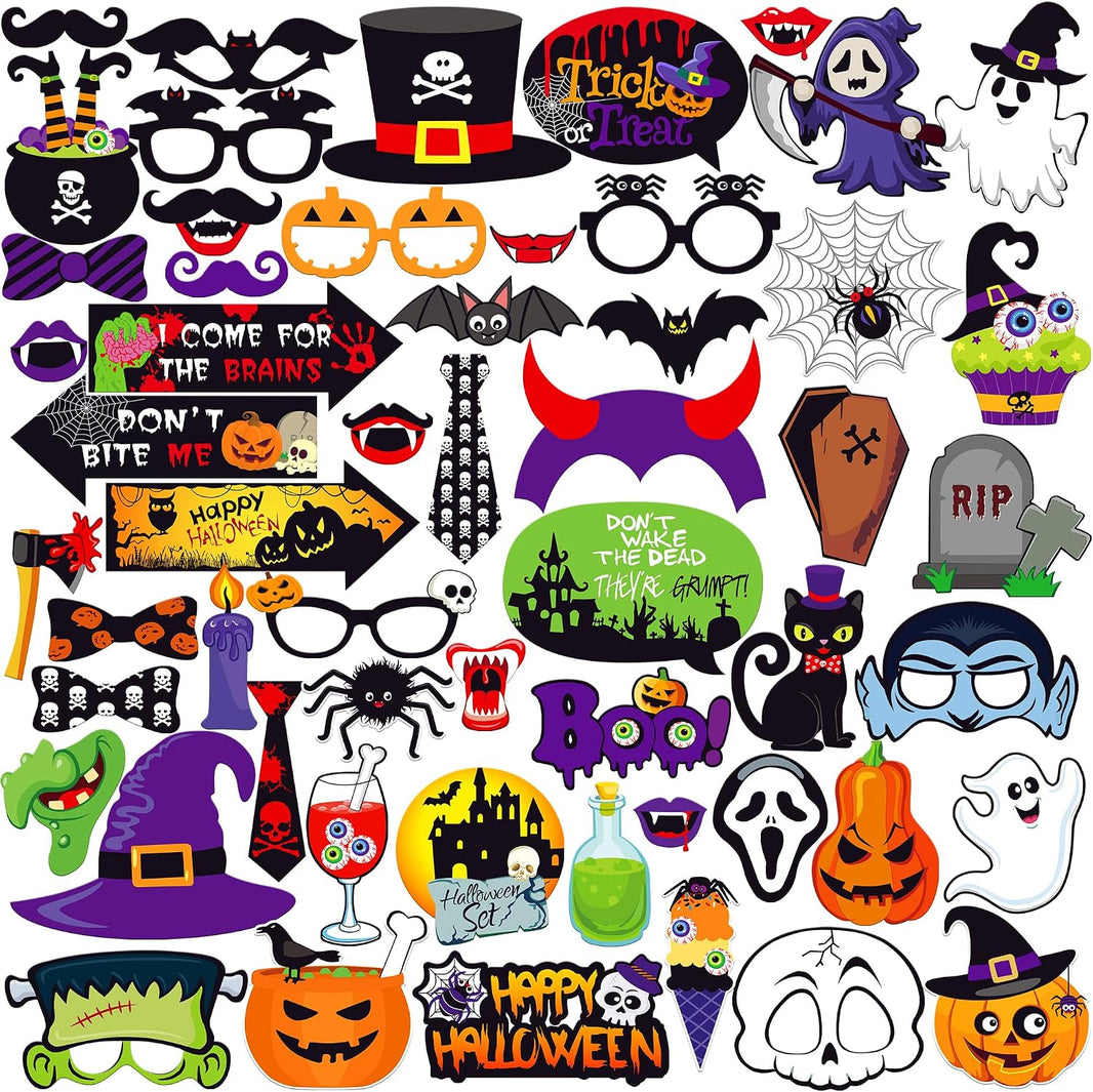 KatchOn Halloween Photo Booth Props, Pack of 56