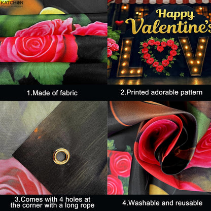 KatchOn, Happy Valentines Day Backdrop - XtraLarge, 72x44 Inch | Love Valentines Banner for Valentine Day Decorations | Valentines Decorations | Valentine Backdrop, Valentines Décor