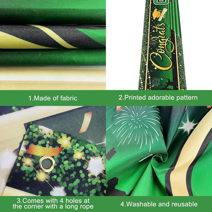 KatchOn, Green and Gold Congrats Grad Banner - 120x20 Inch | Graduation Yard Banner 2026 | Graduation Yard Sign for Graduation Decorations 2026 | Congrats Grad Graduation Banner | Class of 2026