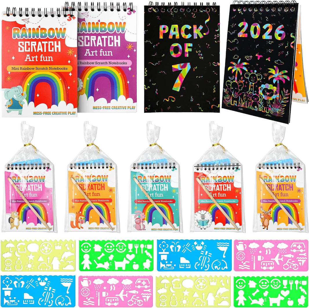 KatchOn Rainbow Scratch Art Notebook Set, Pack of 57 | Scratch Paper Art Party Favors for Kids, Bulk Classroom Birthday Gifts for Student Mini Rainbow Scratch Notebook