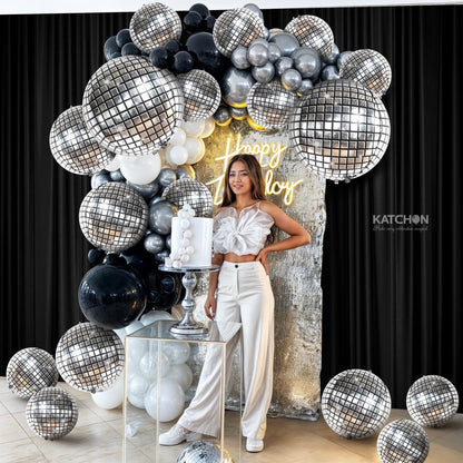 KatchOn, Silver Disco Ball Balloons - 32 Inch, Pack of 20 | Shiny Disco Ball for Disco Party Decorations | 4D Sphere Disco Balloons for Disco Bachelorette Party Decorations | Silver Birthday Décor