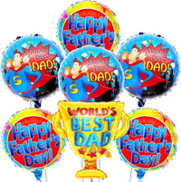 KatchOn, Happy Fathers Day Balloons - Large, Pack of 7 | Happy Fathers Day Decorations, Trophy Balloons | Super Dad Decorations | Best Dad Balloon for Happy Fathers Day Backdrop