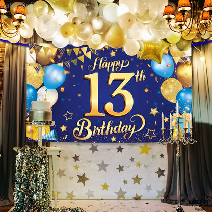13th Happy Birthday Blue Wall Banner,Foil-US