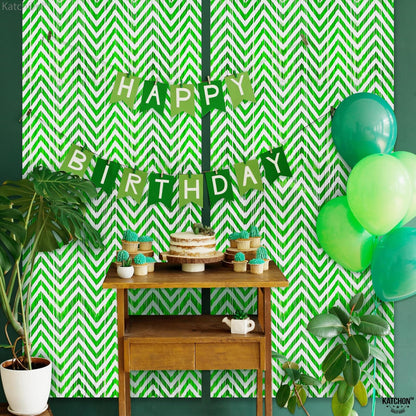KatchOn, Green & White Foil Fringe Curtains - 3.2x6.5 Feet, Pack of 2 - St Patricks Day, Graduation