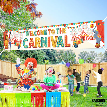 KatchOn, XtraLarge Welcome to the Carnival Banner - 120x20 Inch | Carnival Decorations for carnival Games for Party | Circus Theme Party Decorations