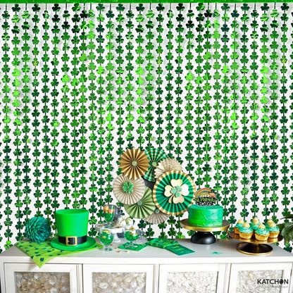 KatchOn, Green Streamers - 3.2x8 Ft, Pack of 2 | Green Backdrop for St Patricks Day Decorations | Door Streamers for Jungle, Safari Party Decor