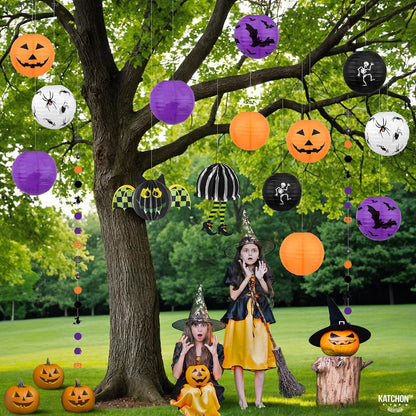 KatchOn Halloween Hanging Paper Lanterns Set, Pack of 15