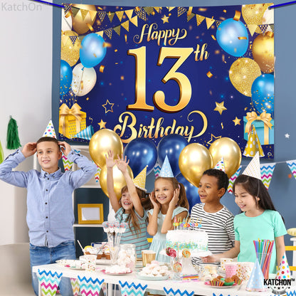 13th Happy Birthday Blue Wall Banner,Foil-US