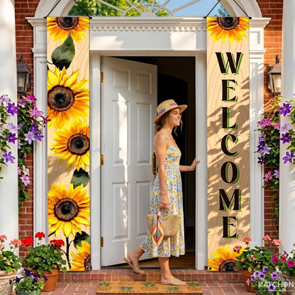 KatchOn 120x20 Inch Sunflower Welcome Hanging Door Banners