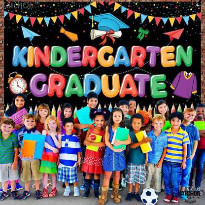 KatchOn, Kindergarten Graduation Backdrop - Large 72x44 Inch | Preschool Graduations Banner | Kindergarten Backdrop for Kindergarten Graduation Decorations 2026 | Kinder Graduation Banner