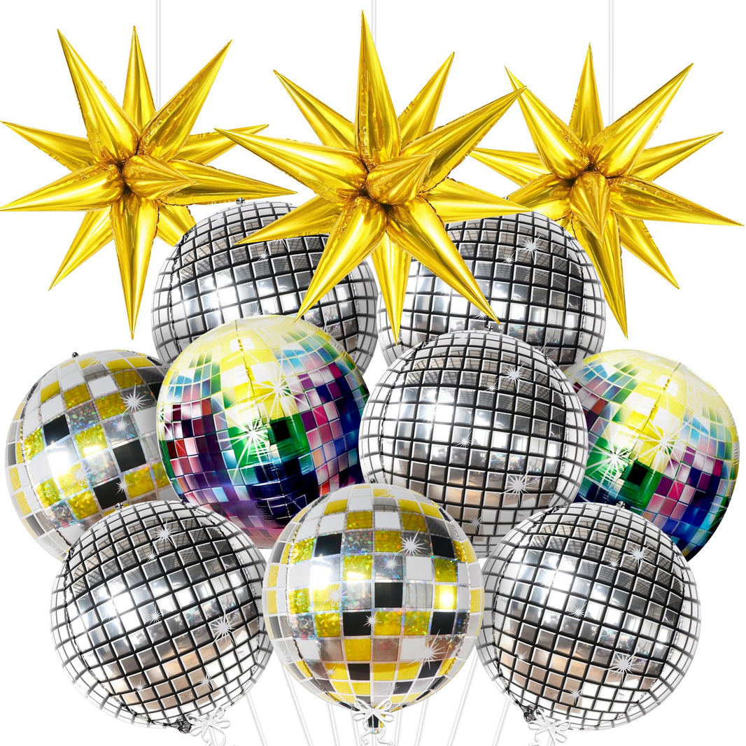 KatchOn, Multicolor Disco Ball Balloons Set - Large 22 Inch, Pack of 12 |  Birthday Party Decorations | Mylar Foil Disco Balloons for party | 80s Disco Party Decorations, Graduation Decorations 2025