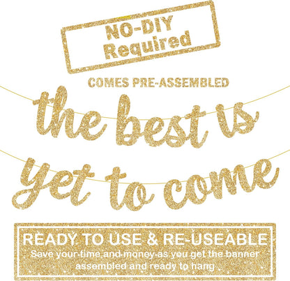 KatchOn Glitter The Best is Yet to Come Banner - 10 Feet, No DIY | Gold Congratulations Banner, 2026 Graduation Decorations | Congratulations Decorations for Gold Graduation Decorations 2026