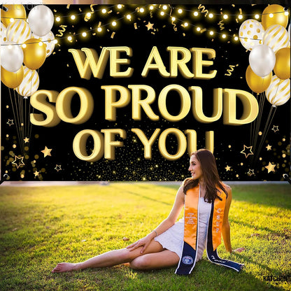 KatchOn, We Are So Proud of You Banner - XtraLarge 72x44 Inch | Graduation Backdrop, Graduation Decorations 2026 | Congratulations Banner, Congratulations Decorations | Grad Party Decorations 2026