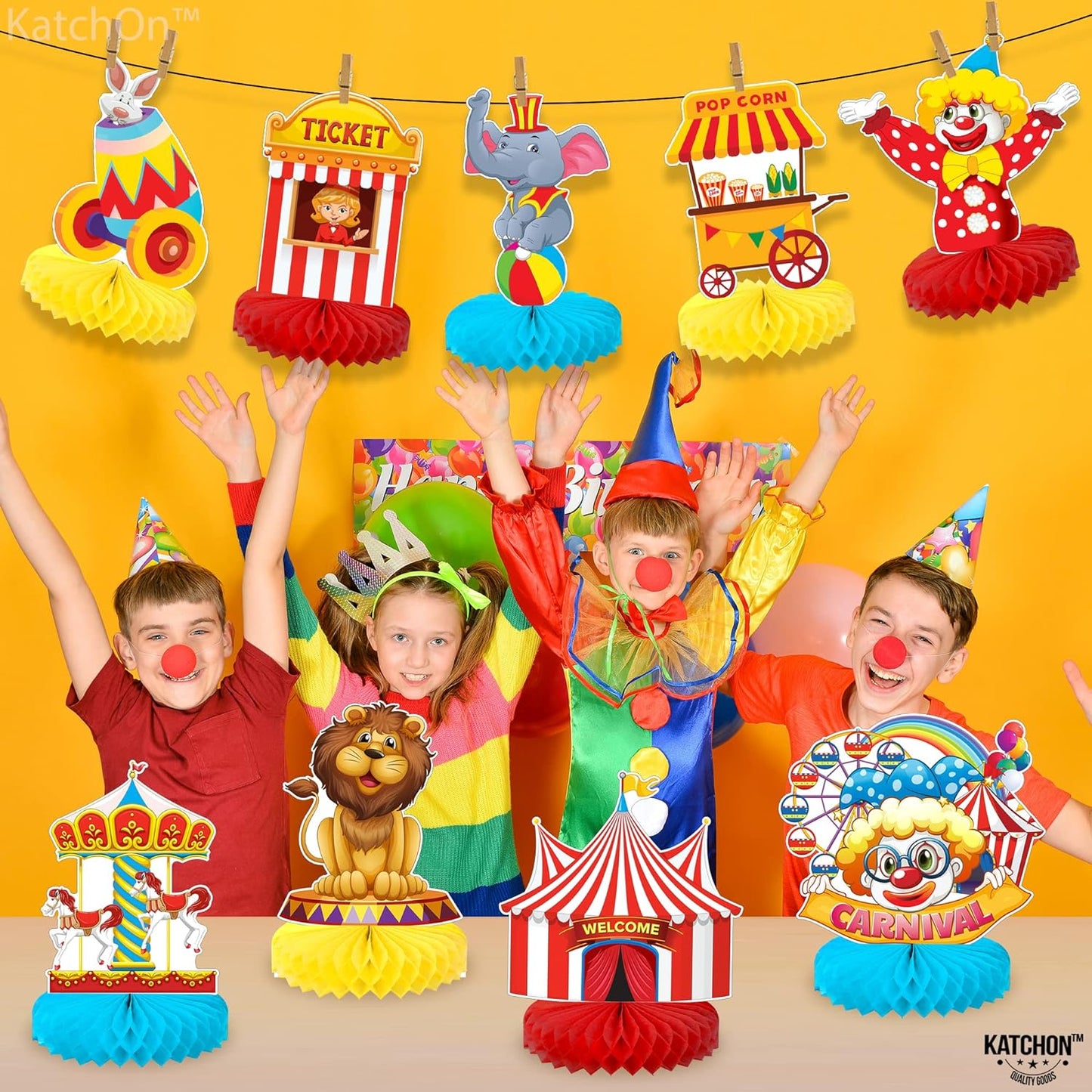 KatchOn, Carnival Centerpieces for Tables Decorations - Pack of 9 | Carnival Theme Party Decorations | Carnival Table Decorations for Circus Theme Party Decorations | Carnival Themed Centerpieces