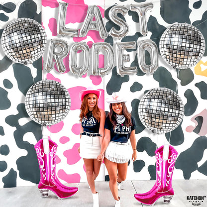 KatchOn, 15 pcs Last Rodeo Balloons Set - Silver, Disco Ball, Cowgirl Boots - Bridal Shower, Wedding, Birthday Decorations