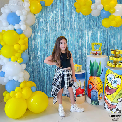 KatchOn, Xtralarge Blue Foil Fringe - 6.4x8 Feet, Pack of 2 | Mermaid Birthday Decorations, Under The Sea Party Decorations | Ocean Birthday Decoration Ocean Backdrop | Baby Shark Birthday Decorations