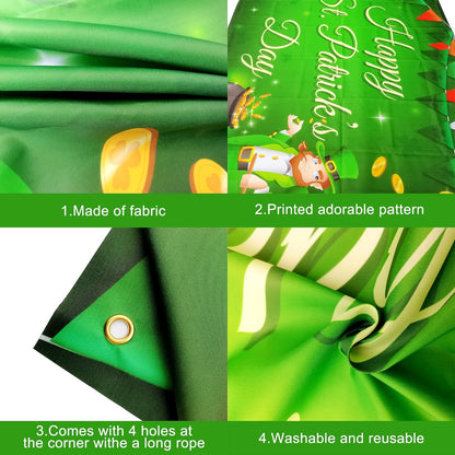 KatchOn, Happy St Patricks Day Banner - XtraLarge, 72x44 Inch, St Patricks Day Backdrops for Photography | St Patricks Day Decorations | Leprechaun Banner for Party | Saint Patricks Day Decorations