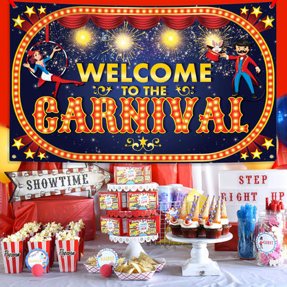 KatchOn, Welcome to The Carnival Banner - XtraLarge, 72x44 Inch | Carnival Games | Carnival Backdrop for Birthday Party | Circus Theme Party Decorations | Carnival Banner for Circus Decoration
