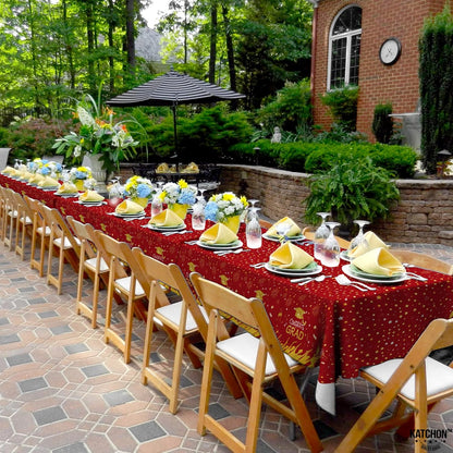 KatchOn, Red and Gold Graduation Tablecloth - 108x54 Inch, Pack of 3 | Congrats Grad Tablecloth | Red and Gold Graduation Decorations 2026 | 2026 Graduation Table Decorations