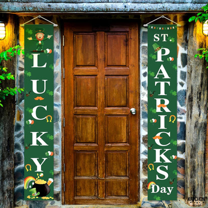 Huge, Lucky St Patricks Day Banner, 2 Pieces - 72x12 Inch | Happy St Patricks Day Banner, St Patricks Day Party Decorations | Lucky St Patricks Day Porch Sign, St Patricks Day Decorations for The Home