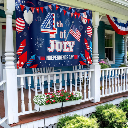 KatchOn, XtraLarge 4th of July Backdrop- 72x44 Inch | 4th of July Wall Banner for 4th of July Decorations | Independence Day Wall Decorations | Fourth of July Party Decorations, Patriotic Decorations