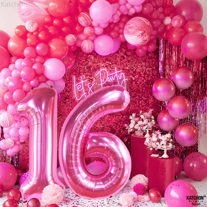 KatchOn, Hot Pink 16 Balloon Numbers - Huge, 40 Inch | Sweet 16 Decorations Hot Pink | Number 16 Balloons, Sweet 16 Party Decorations Pink | 16th Pink Party Decor, 16th Birthday Decorations
