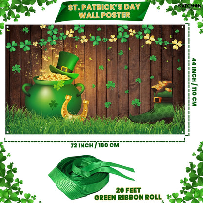 KatchOn, XtraLarge Happy St Patricks Day Banner - 72x44 Inch | St Patricks Day Backdrop for Photography | St Patricks Day Decorations Banners | Saint Patricks Day Banner for St Patricks Day Decor