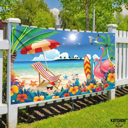 KatchOn XtraLarge Beach Photo Backdrop - 72x44 Inch Beach Party Decorations | Summer Backdrop| luau Party Decorations, Summer Party Decorations, Hawaiian Party Decorations