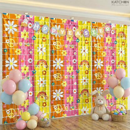 KatchOn, Groovy Streamers - Set of 3 | Retro Floral Backdrop for Retro Party Decorations | Spring Party, Two Groovy Party Decorations 60s 70s Birthday Decoration
