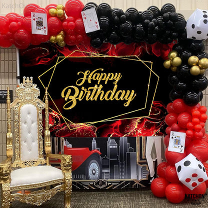 KatchOn, Red and Black Happy Birthday Banner - XtraLarge 72x44 Inch | Red and Black Birthday Decorations | Happy Birthday Wall Banner for Black and Red Birthday Decor | Red and Black Party Decorations