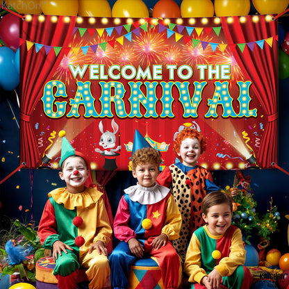 KatchOn, Welcome to the Carnival Banner - XtraLarge 72x44 Inch | Carnival Decorations, Circus Backdrop Banner | Circus Theme Party Decorations, Outdoor Events, Party Games, Photo Props Decor