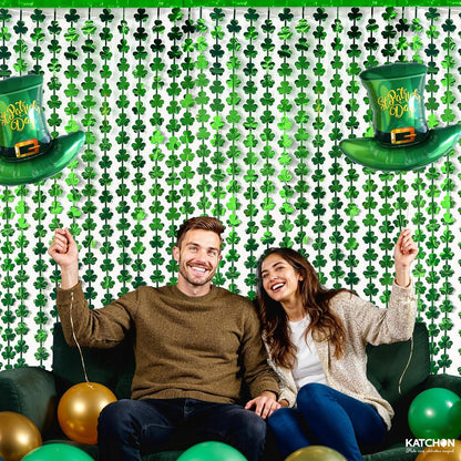 KatchOn, Green Streamers - 3.2x8 Ft, Pack of 2 | Green Backdrop for St Patricks Day Decorations | Door Streamers for Jungle, Safari Party Decor
