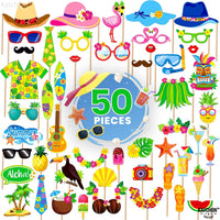 KatchOn 50 Pcs Tropical Hawaiian Photo Booth Props | Luau Party Decorations | luau photo booth props, Hawaiian Party Decorations | Luau Photo Props, Aloha Party Decorationsm, Pool Party Decorations