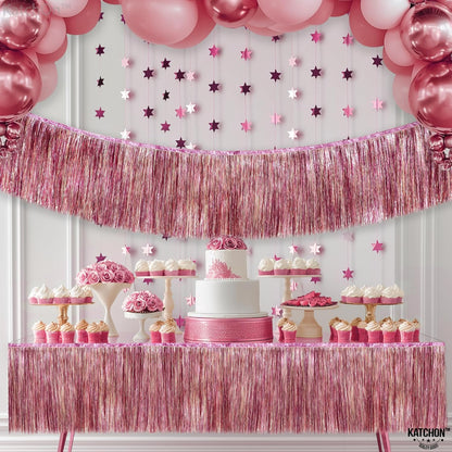 KatchOn, XtraLarge Pink Fringe Banner - 6.5 Ft ,Pack of 2 | Fringe Garland, Pink Streamers for Birthday,Gender Reveal, Bachelorette Party Decorations | Flamingo Party Decorations