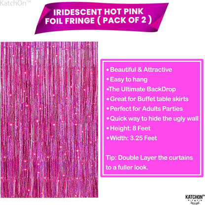 KatchOn, Sage Green Foil Fringe Curtain - 3.2x8 Feet, 2 Pcs | Sage Green Party Decoration supplies for Jungle Party Decorations | Wild One Birthday Decorations | Camp Bachelorette Decorations