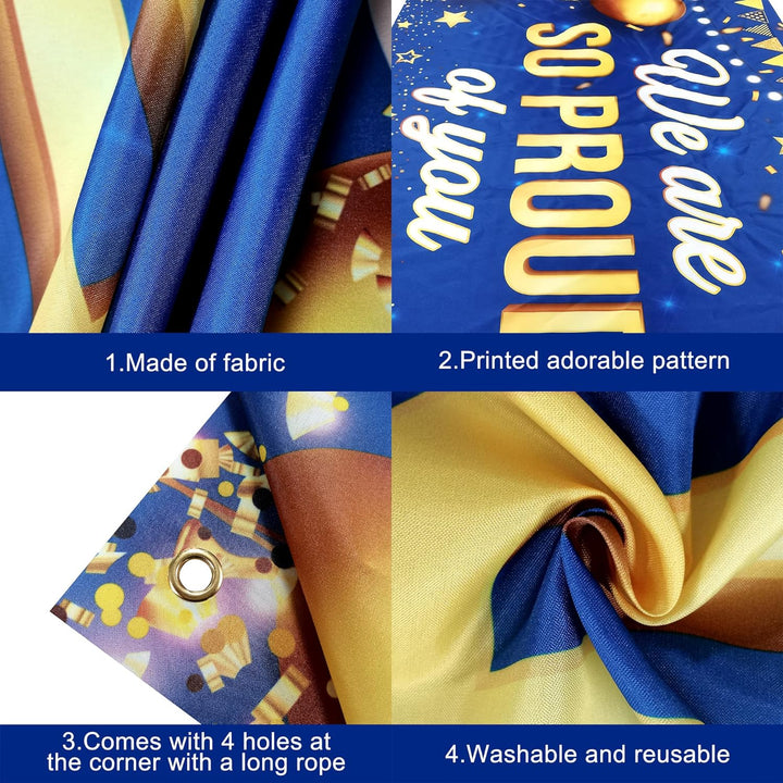 KatchOn, Blue We Are So Proud of You Banner - XtraLarge, 72x44 Inch | Congratulations Banner, Congratulations Decorations | Graduation Backdrop 2024, Graduation Decorations Class of 2024 Blue and Gold